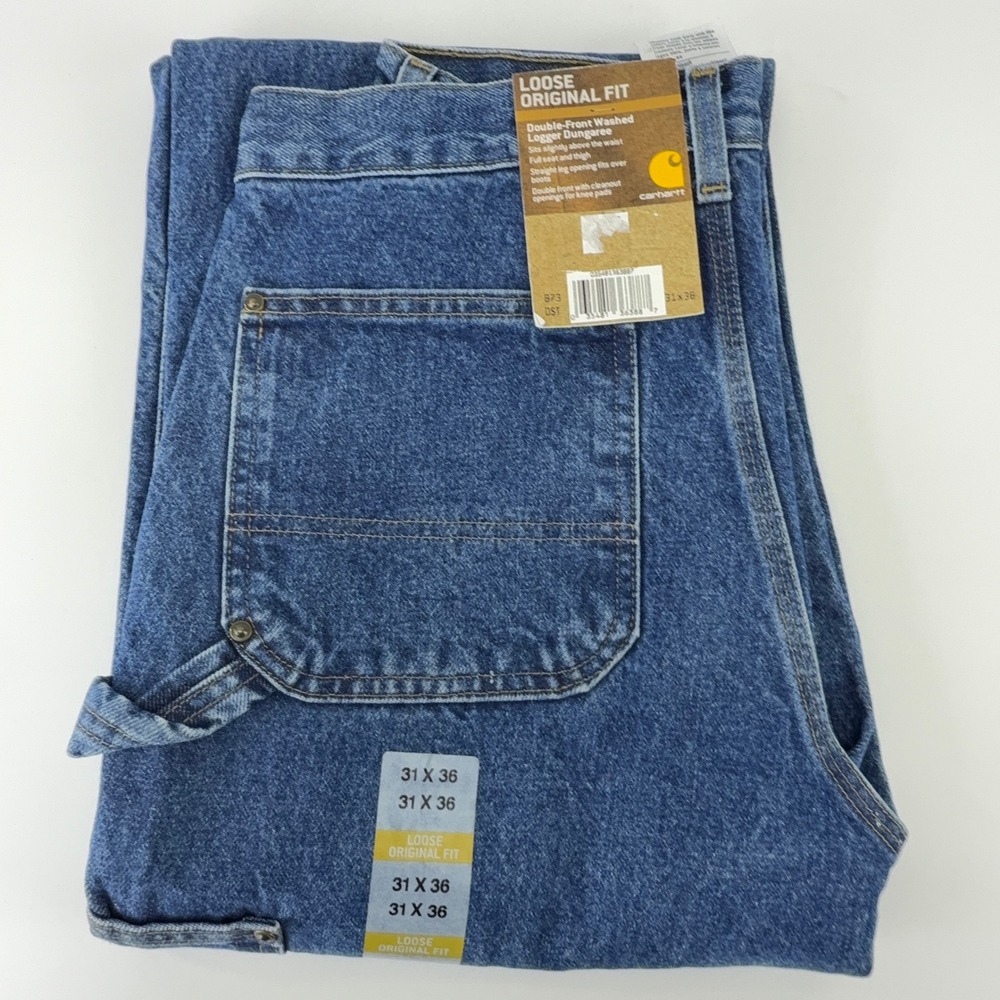 Carhartt Double Front Washed Logger Dungaree Jeans B73 DST Darkstone 31x36 NWT
